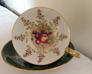 Vintage Aynsley Porcelain Fruit And Flowers Gold Gilded Large Cup And Saucer