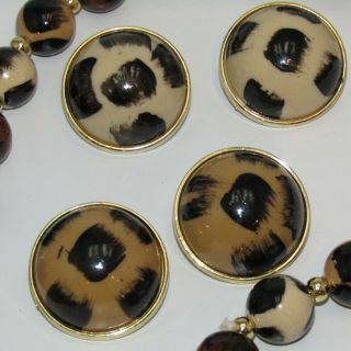 Vintage 80 ' s Necklace Bracelet Earrings SET Animal Print Leopard Spots RETRO 3