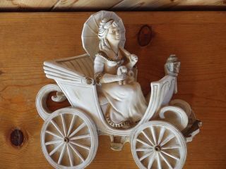 Vintage Wall Plaques of a Victorian Man & Woman in Carriages 50,  years old 2