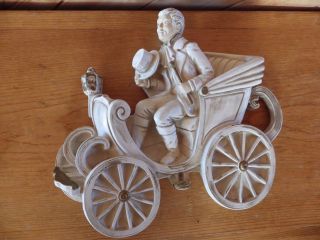 Vintage Wall Plaques of a Victorian Man & Woman in Carriages 50,  years old 4