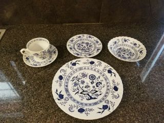 5pc Place Setting Vintage J G Meakin CLASSIC BLUE NORDIC England 2