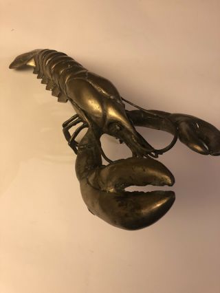 Large Vintage Lobster Art Statue Figurine Silver Tone Alloy Metal