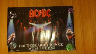 Vtg Acdc Signed By Cliff Williams For Those About To Rock Poster 18x27