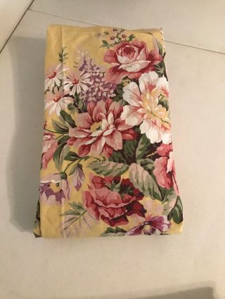 Vintage Ralph Lauren Fitted Bed Sheet Twin Size Kathleen Floral Yellow Euc