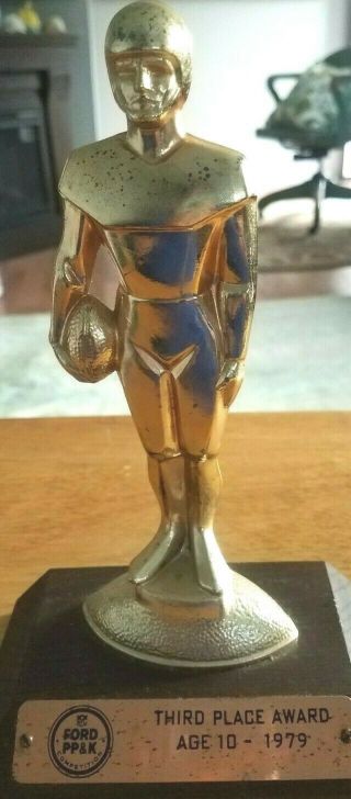 Vintage Football 3rd Place 1979 Punt Pass & Kick Metal Trophy Ford Pp&k.  See
