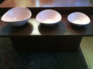 Vintage Vernon Ware Tickled Pink Serving Bowls,  Set Of 3,  Mid Century Modern