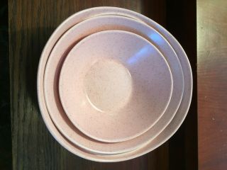 Vintage Vernon Ware Tickled Pink Serving Bowls,  Set of 3,  Mid Century Modern 5