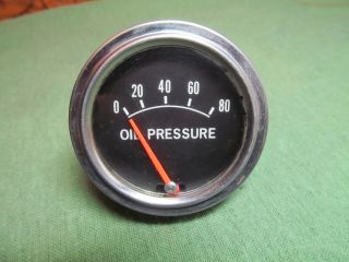 Vintage Usa Made 0 - 80psi Oil Pressure Gauge - Mechanical
