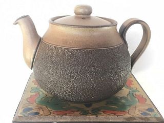 Vintage 1970s Denby Cotswold Tea Pot Textured Brown England