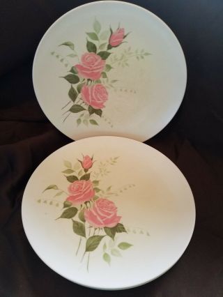 4 Vintage Pre Owned Lenox Ware,  St.  Louis Mo.  Melmac Dinner Plates,  Pink Roses