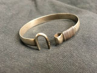 Vintage Sterling Silver 925 Bangle Hook Clasp Rope End Signed Bracelet