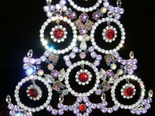 SUMMER PRICE : VINTAGE RHINESTONE Christmas TREE XMASS decoration SIGNED K421 3