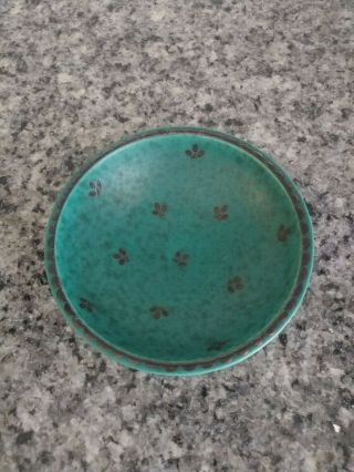 Vintage Turquoise Gustavsberg Argenta 1094 Fruit Bowl 4 3/4 " Silver Inlay Sh