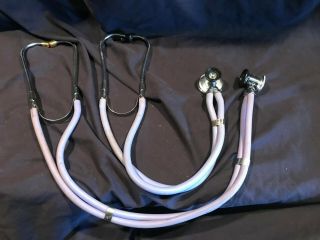 2 Vintage Medical Stethoscopes Unmarked H