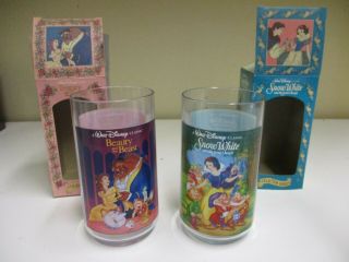 Vintage 1994 Burger King Disney Glasses Snow White Beauty And The Beast