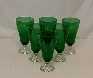 Vintage Anchor Hocking Burple Green Iced Tea Glasses Set Of 6