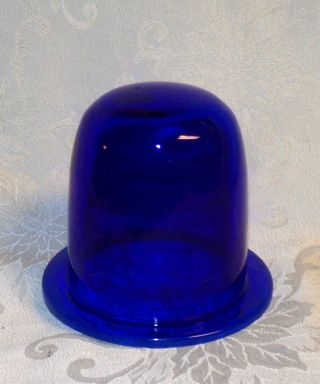 Vintage Cobalt Blue Glass Lens Dome Globe Industrial