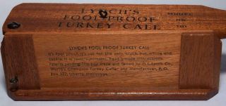 Vintage Lynch ' s Fool - Proof TURKEY CALL - Model No.  101 - c.  1965 - Pat ' s Pending 2