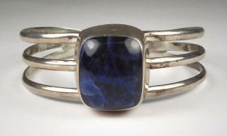 Vintage Mexico Sterling Silver/ Blue Agate Cuff Bracelet