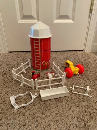 Vintage Fisher Price Little People Play Family Farm 2501 Silo Only,  Animals