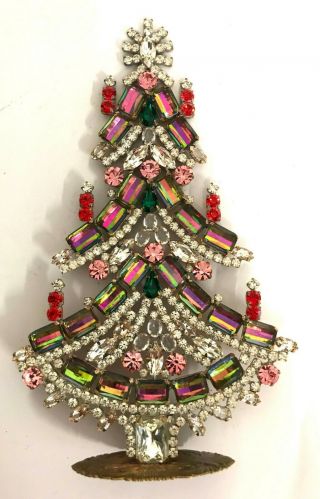 Vintage Style Rhinestone Christmas - Tree - Stand Up Husar.  D -
