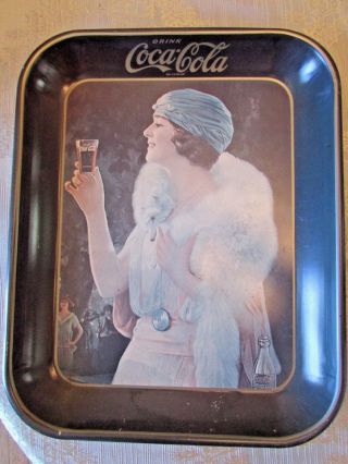 Vintage Coca Cola Tray / Girl With Fox Fur