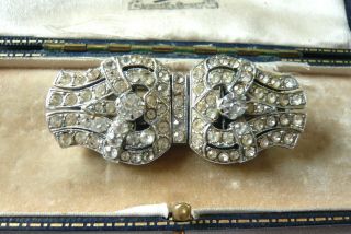 Vintage Jewellery Art Deco Clear Rhinestone Duette Dress Clips Duette Brooch Pin