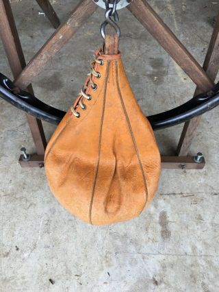 Vintage Speed Bag Boxing Punching Bag w/ Wall Frame 7