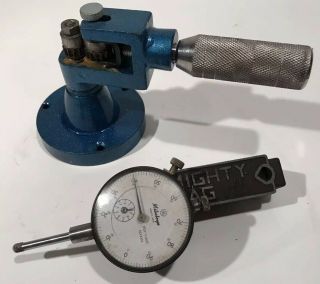 Mitutoyo Vintage Machinist Dial Indicator No.  2416 & Mighty Mag Magnetic Stand