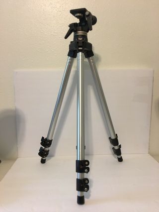 Vintage Bogen Manfrotto 3020 Tripod 3028 Head Chrome Legs Made In Italy