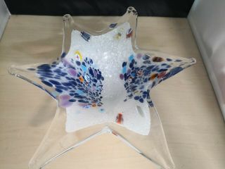 Vintage Murano Sommerso Style Flower Star Fish Shaped Glass Bowl 29 X 27cm 22b