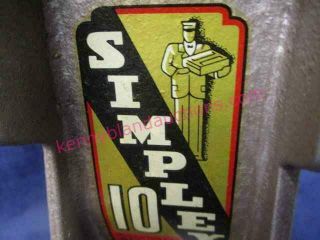 Vintage 1950 ' s Simplex 10 Gummed Tape Dispenser HEAVY 4