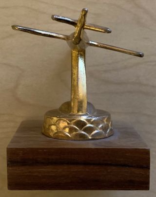 VINTAGE AIRPLANE TROPHY Solid With Wood Base 1960’s 4