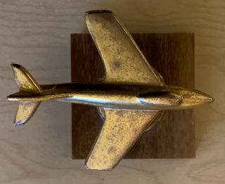 VINTAGE AIRPLANE TROPHY Solid With Wood Base 1960’s 5