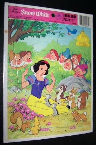 Vintage Walt Disney Snow White Golden Frame - Tray Puzzle 4522b