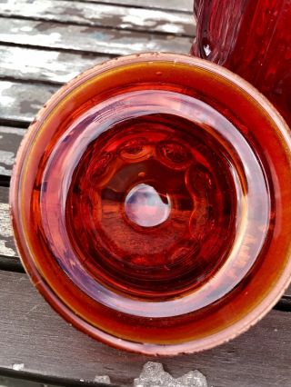 9.  5” Vintage LE Smith Red Amberina Glass Moon & Stars Kitchen Canister 3