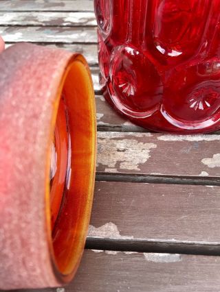 9.  5” Vintage LE Smith Red Amberina Glass Moon & Stars Kitchen Canister 5