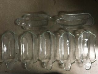 Set Of 10 Vintage Clear Thick Glass Banana Boat Split Sundae Ice Cream Dishes