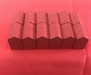 Monopoly Game Board Wood Green Houses Red Hotels Replacement Parts Vintage 3