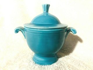 Vintage Fiesta Turquoise Sugar Bowl - Fiestaware
