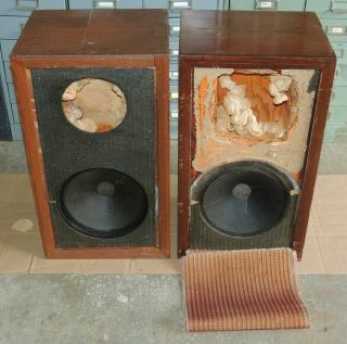 Pair Acoustic Research Ar1 Speaker Cabinets With 10 " Speakers Only No 755a Spks