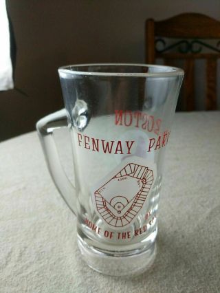 VINTAGE BOSTON RED SOX - FENWAY PARK BEER GLASS MUG 1960 ' S 2