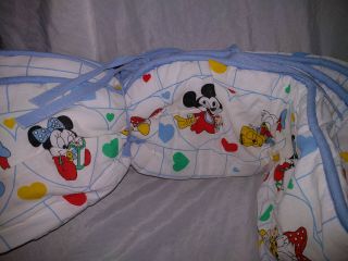 Vintage Disney Babies Mickey Mouse & Friends Baby Crib Bumper Pad 80 