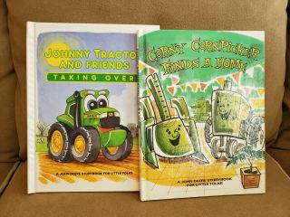 2 Vtg John Deere Storybooks Corny Cornpicker & Johnny Tractor 1988
