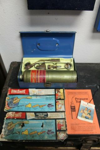 Very Cool Vintage Bernz - O - Matic Torch Kit With Advertising And Flint 