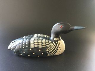 Vintage Handcrafted Common Loon Wood Duck Decoy Carved Sculpture 3