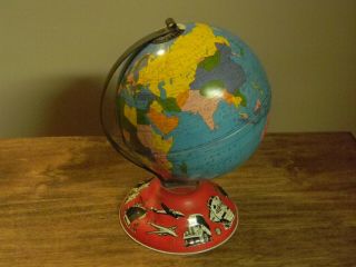 Vintage World Globe 6 Inch The Ohio Art Co.  Made In The Usa - Metal Globe 1950 