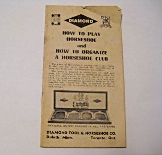 Vintage 1958 Diamond Tool & Horseshoe Advertising Horseshoe Rule Book