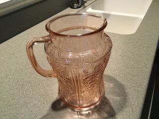 Vintage Pink Depression Glass Sharon Cabbage Rose Pitcher Federal Glass 1930 