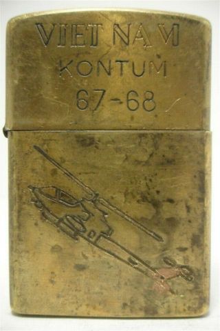 Vietnam War Zippo Lighter Kontum 67 68 Vintage
